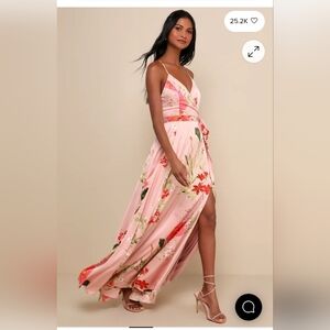Still the One Blush Pink Floral Print Satin Maxi Dress
